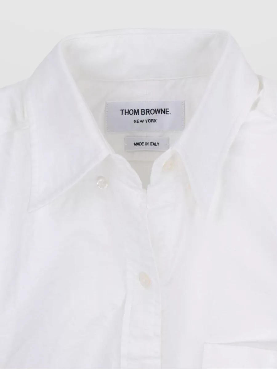 Thom Browne Cotton Long-Sleeve Button-Down Midi Shirt Dress