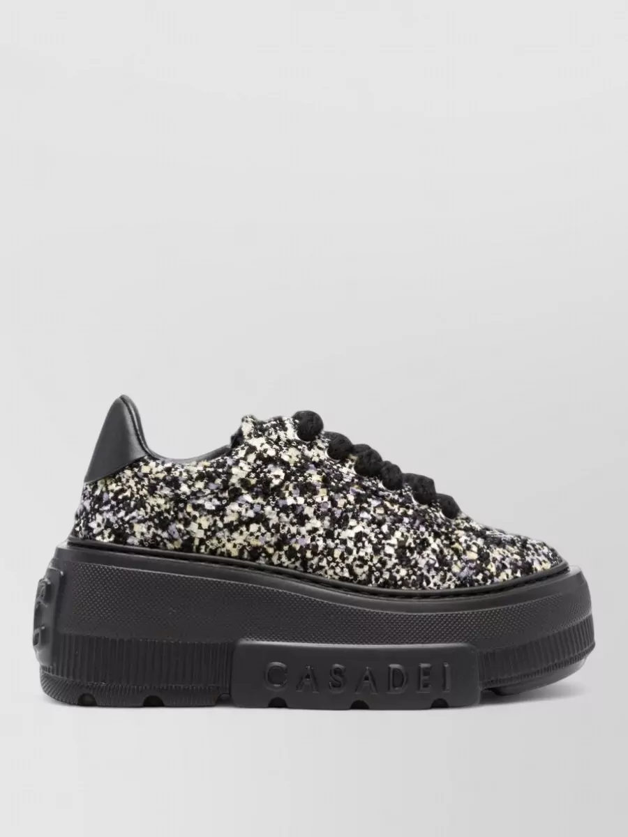 Casadei Bouclé Platform Low-Top Sneakers