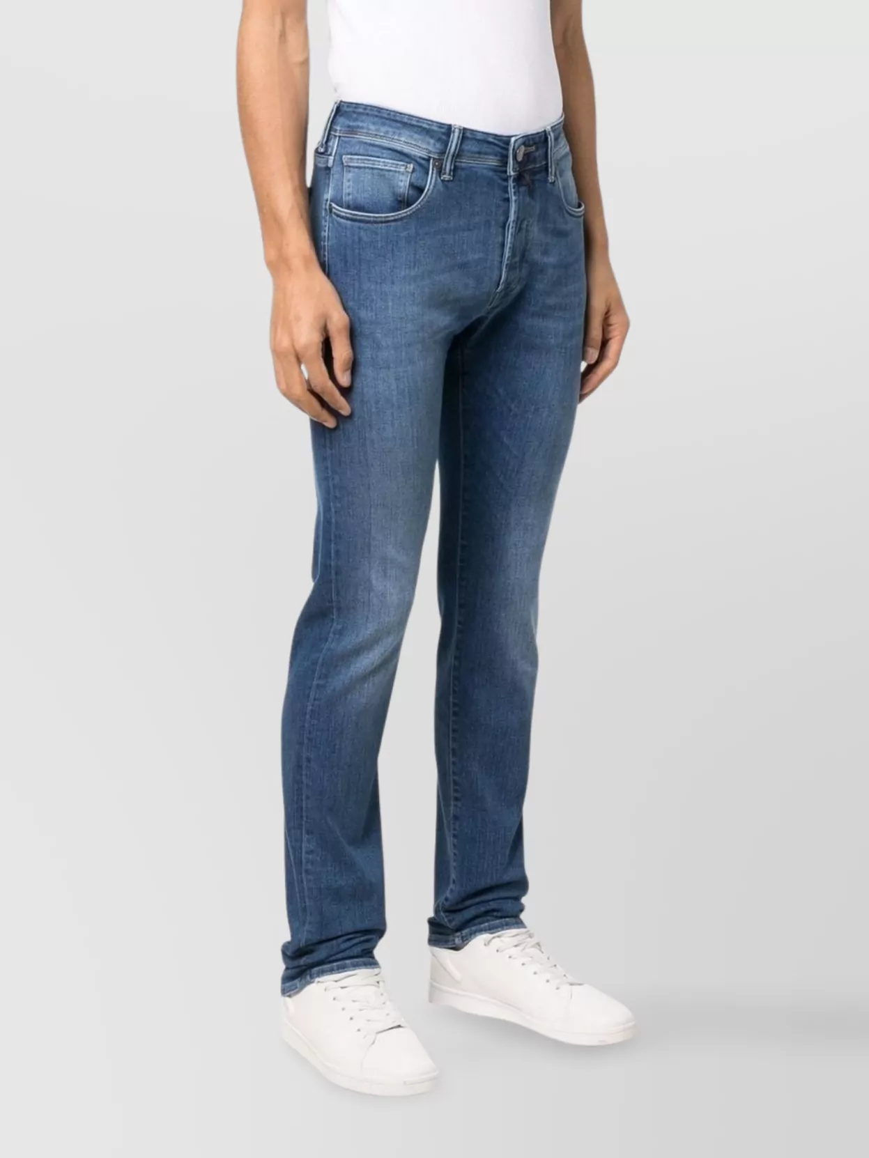 Incotex 5 Pocket Denim Straight Washed In Blue