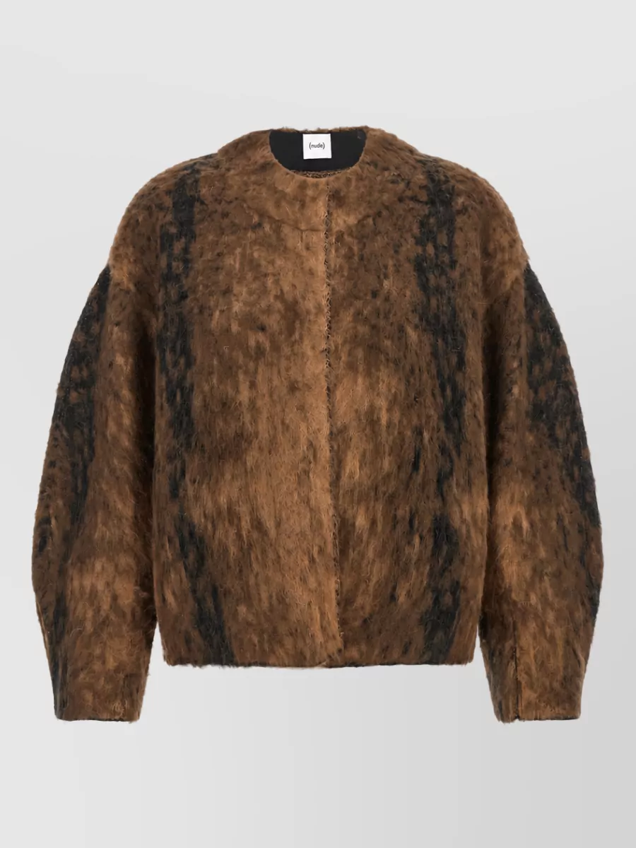 Nude brushed animalier knit jacket