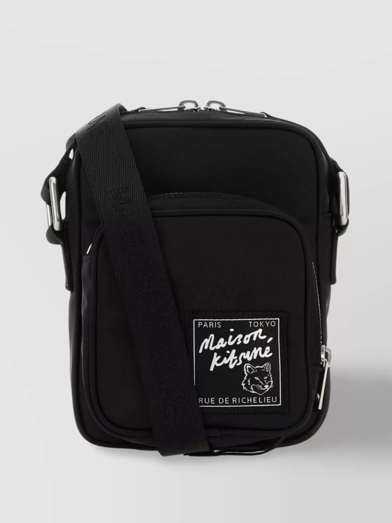Shop Maison Kitsuné Rectangular Shape Crossbody Bag With Front Zip Pocket