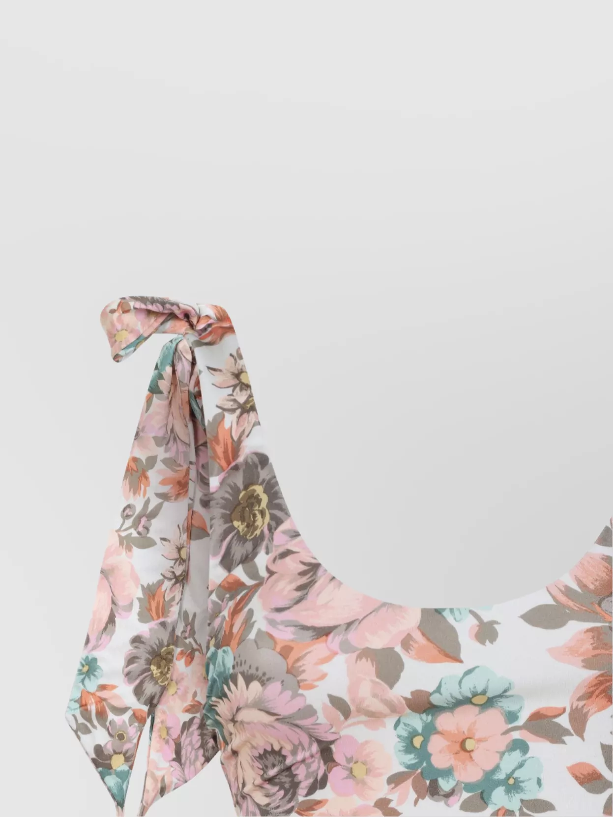 Chloé One-shoulder Floral Print Swimsuit With Bow Detail In Multi
