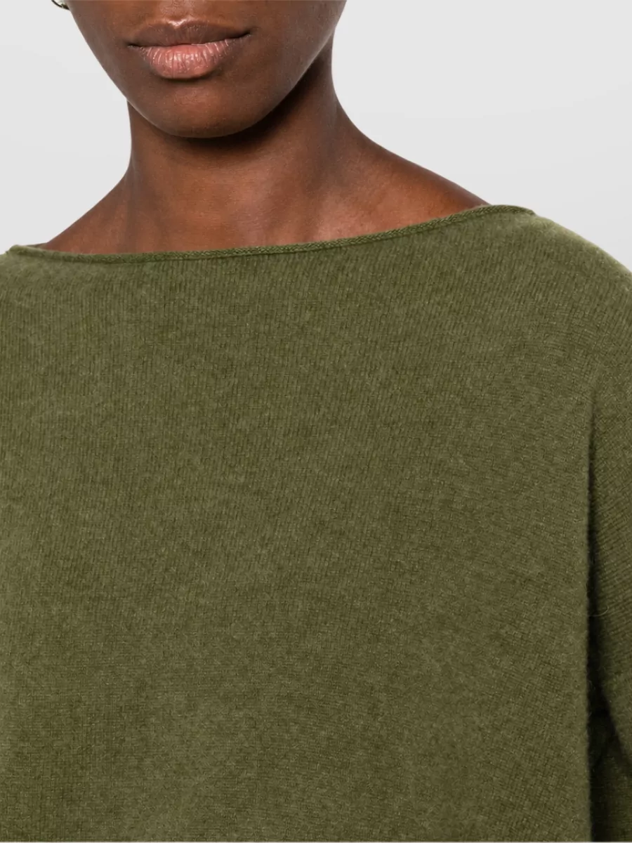 Ct Plage Cashmere Fine-Knit Boat Neck Long-Sleeve Sweater