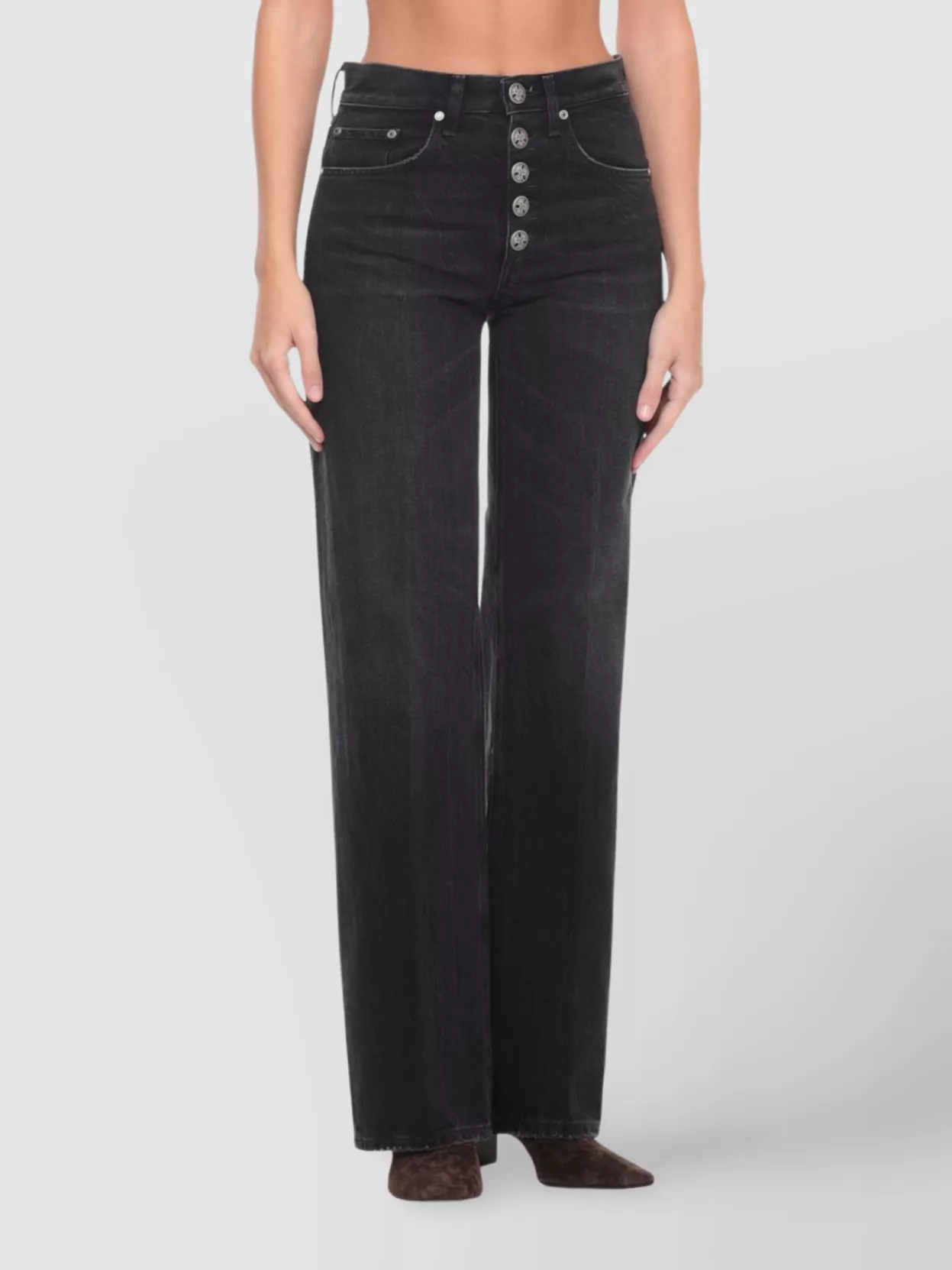 Dondup High-Rise Wide Leg Trousers With Belt Loops