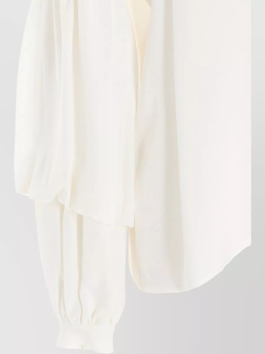 Di.la3 Pari' Silk V-Neck Puff-Sleeve Blouse