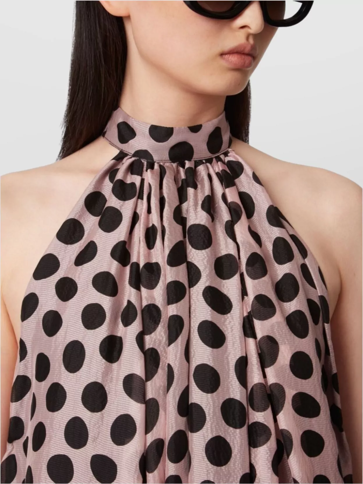 Nina Ricci Halterneck Peplum Hem Polka Dot Dress