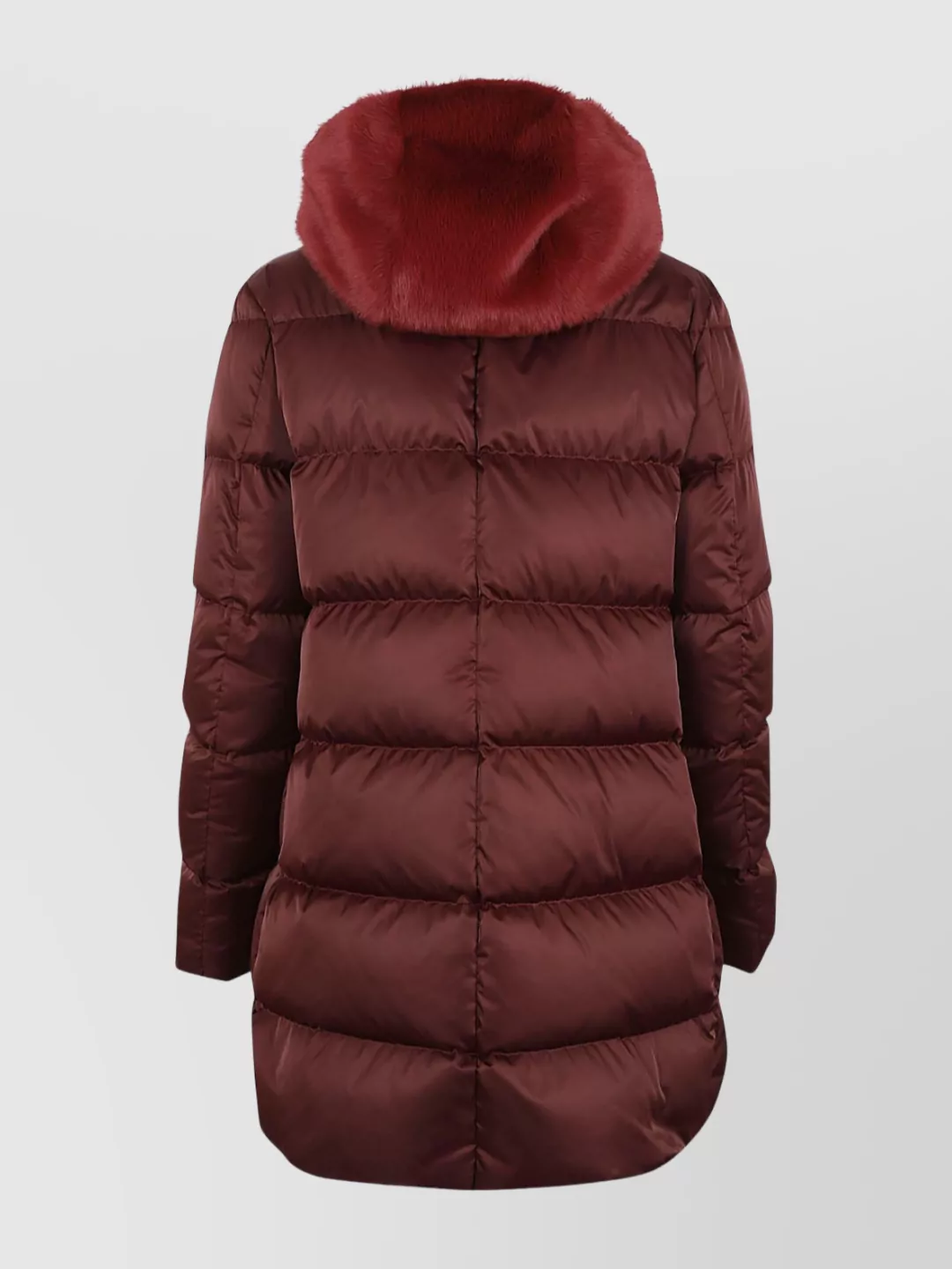 Herno Satin A-Shape Coat Faux Fur