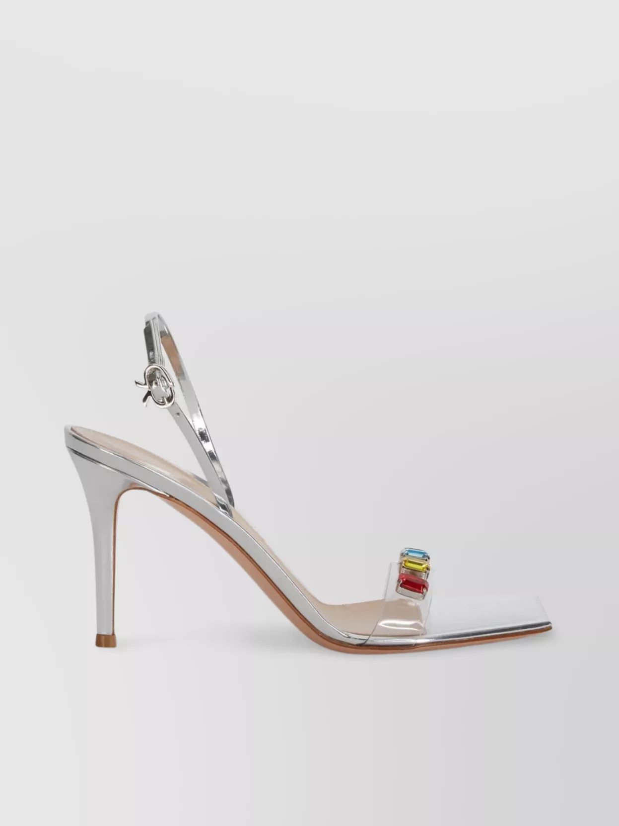 Gianvito Rossi Crystal Embellished Transparent Strap Sandals In Neutrals