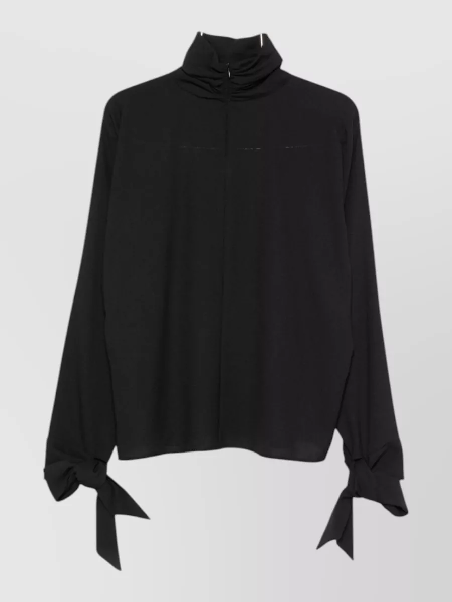 Emporio Armani crepe high-neck long-sleeve blouse
