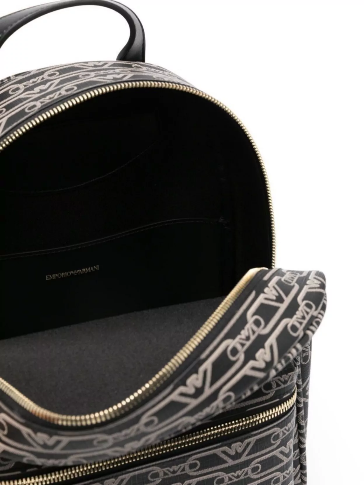 Shop Emporio Armani Coated Faux Leather Logo Print Backpack With Front Pocket