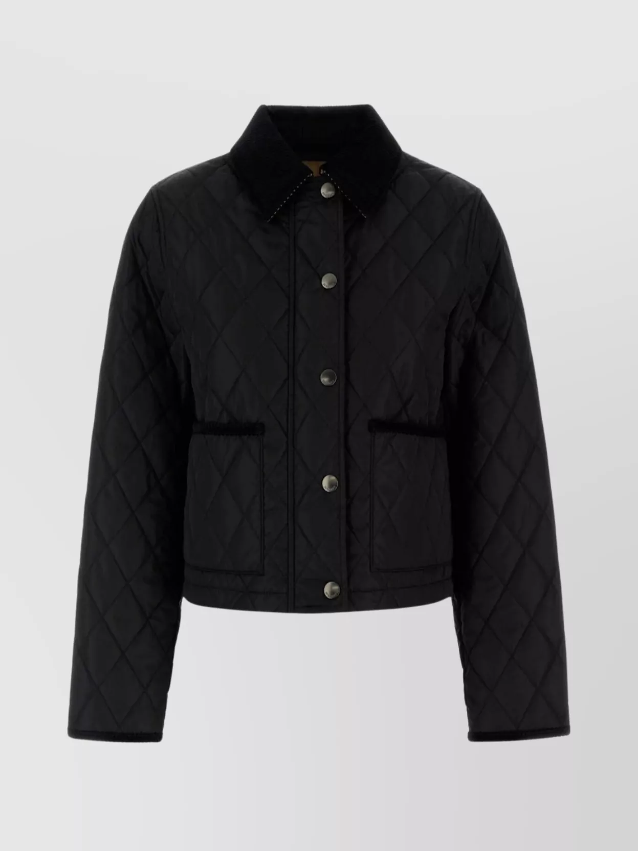 Burberry Quilted Collar Jacket Long Sleeves In Black