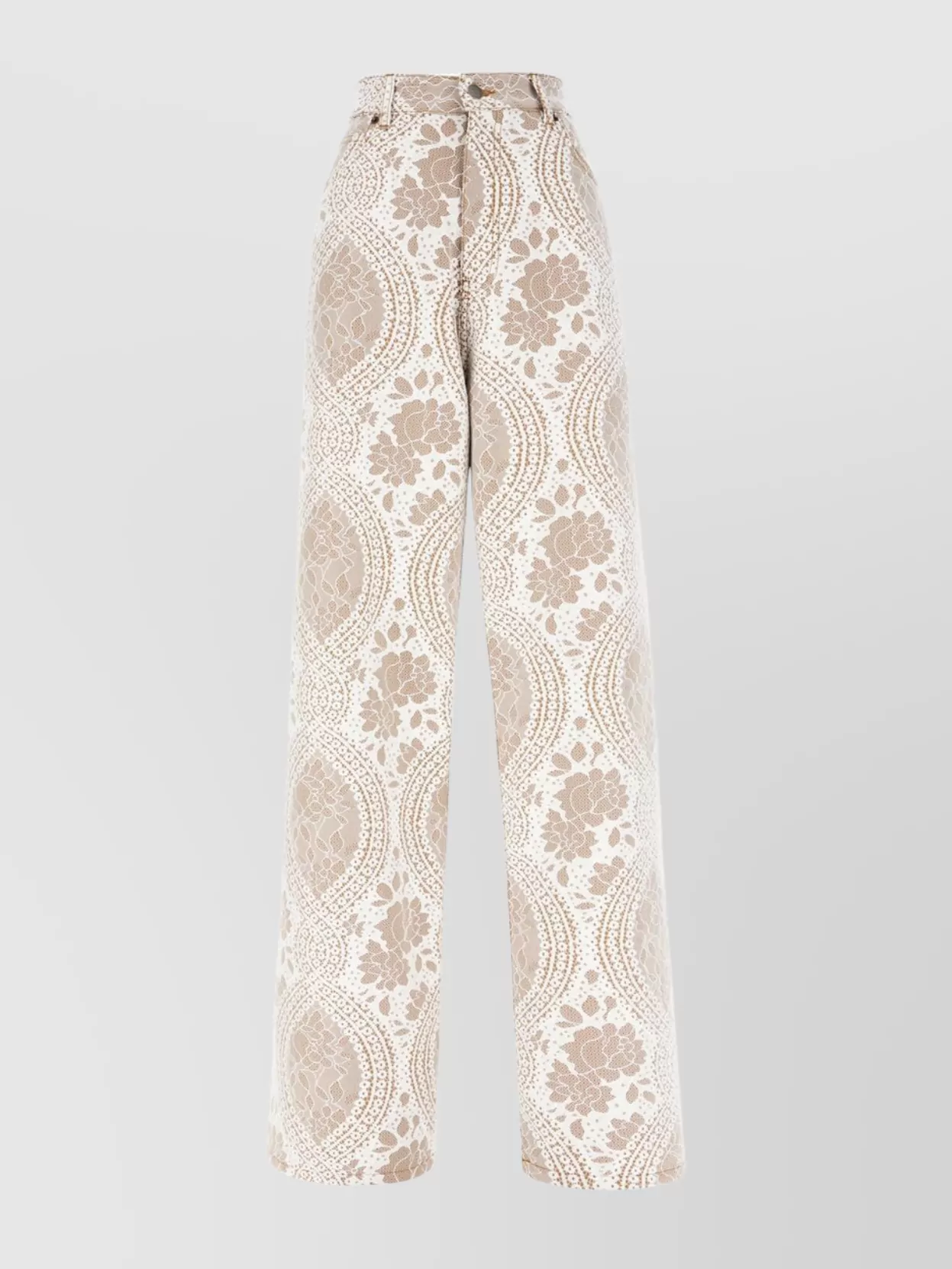 Giuseppe Di Morabito Lace Overlay High Waist Wide Leg Trousers In Neutral