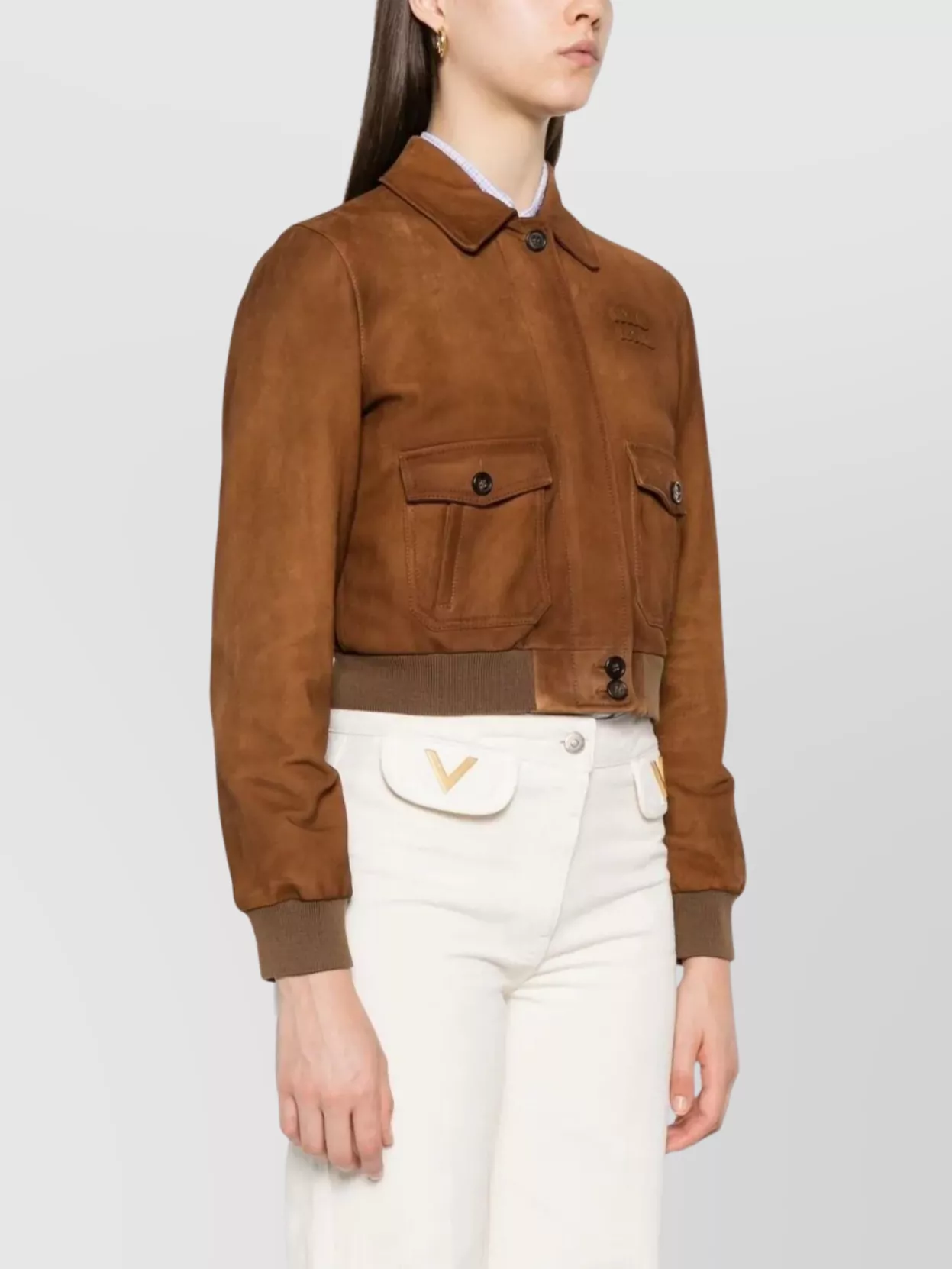 Miu Miu Capi In Pelle Camoscio Cerato In Brown