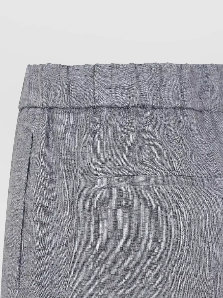 Peserico Linen Straight Leg Trousers Back And Side Pockets