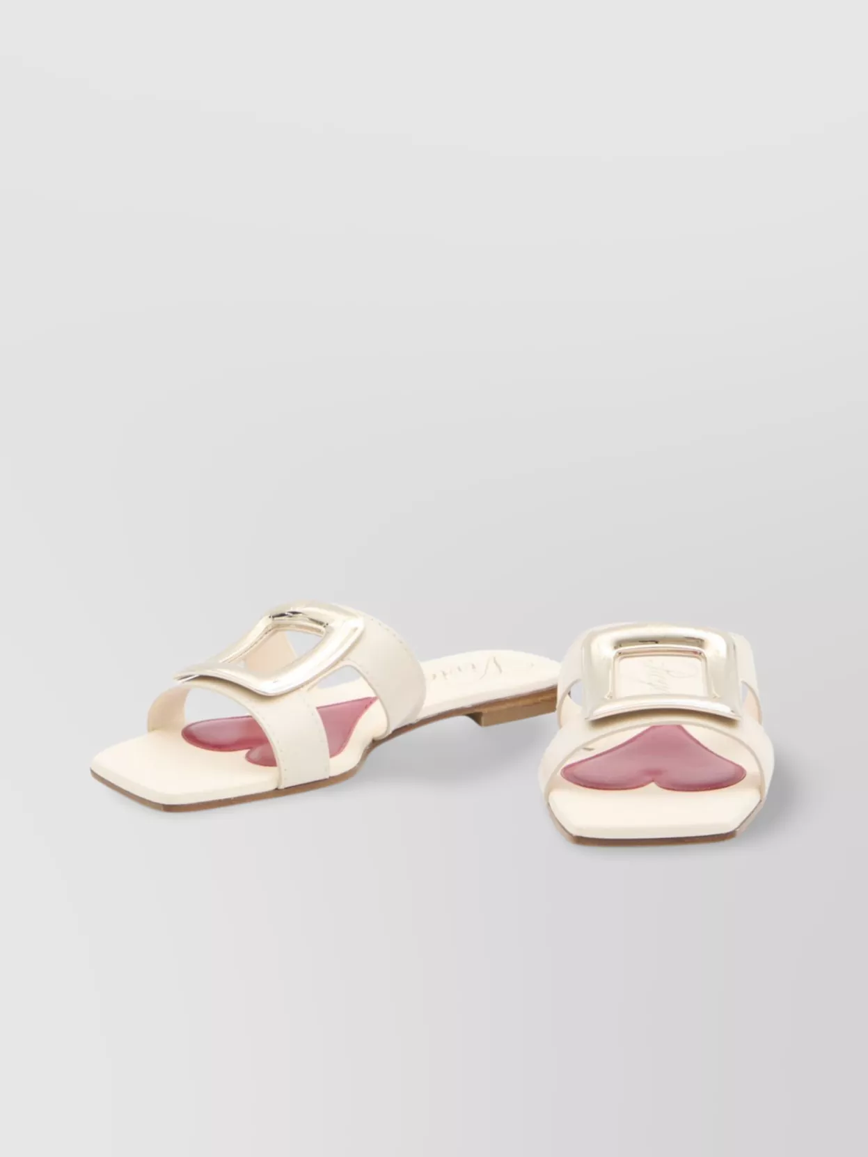 Roger Vivier Square Buckle Leather Slides