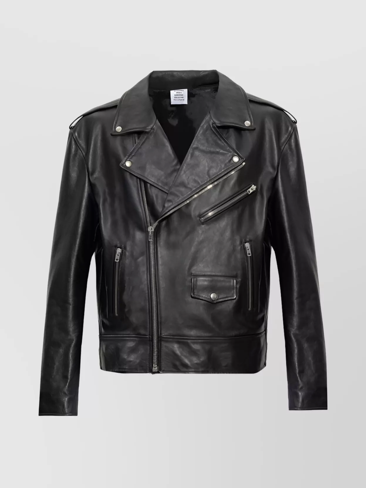 Vetements Biker Jacket With Notched Lapels And Epaulettes In Black