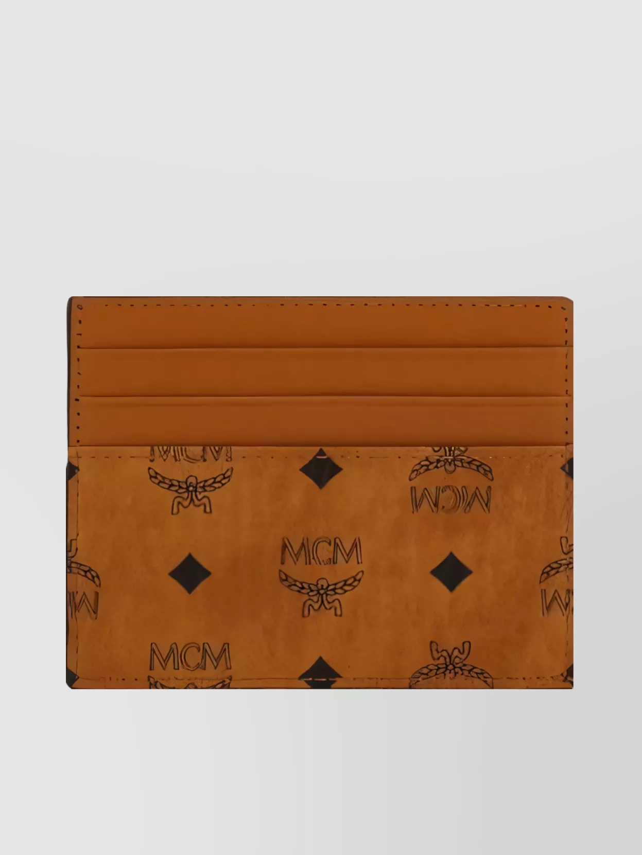 Shop Mcm Contrast Stitching Bifold Wallet In Beige