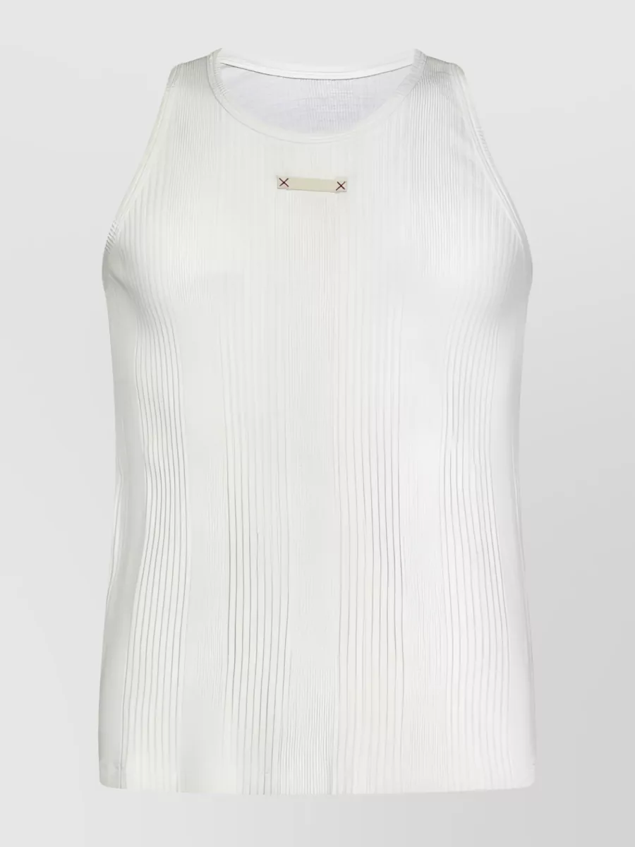 Shop Maison Margiela Knit Logo Patch Tank Top In White
