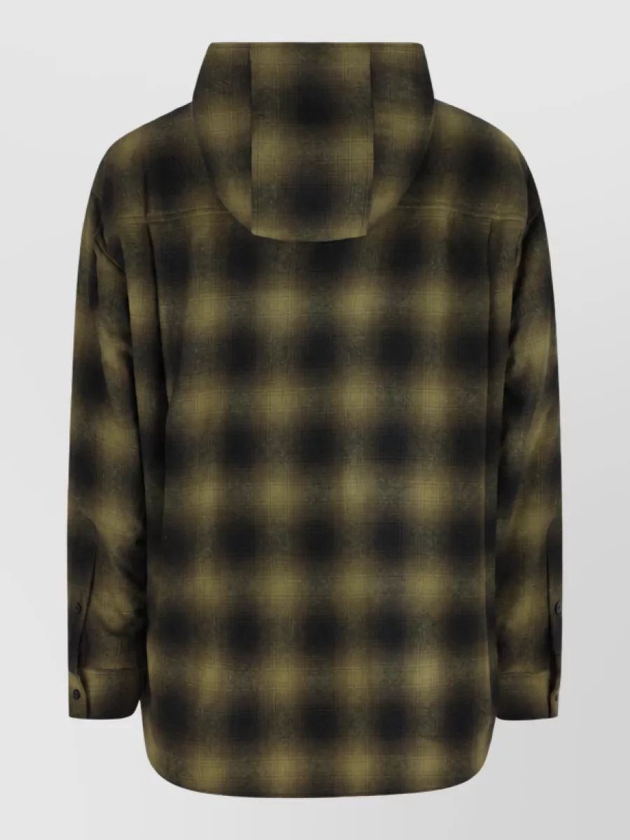 Balenciaga Wool Checked Hooded Overshirt Jacket