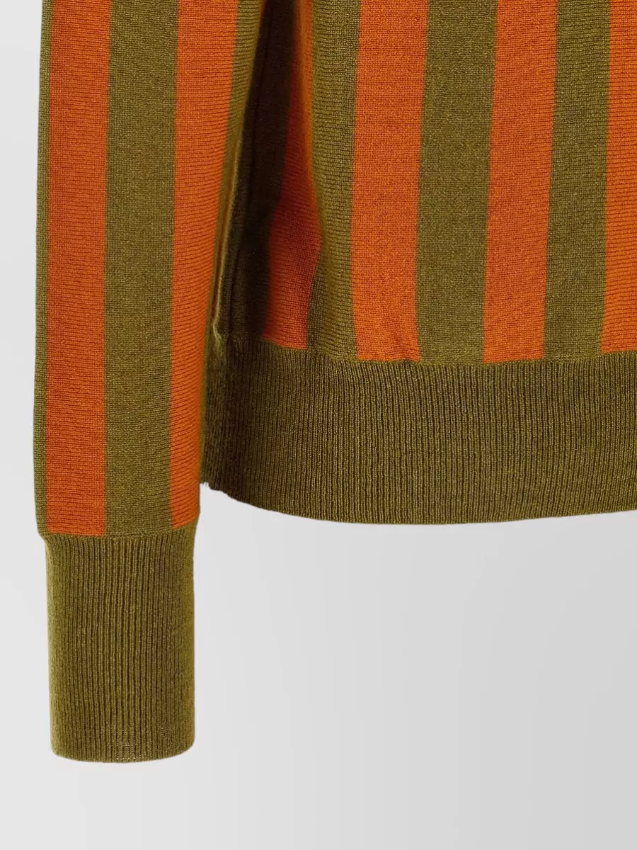 Alberto Biani Cashmere Striped Long-Sleeve Polo Top