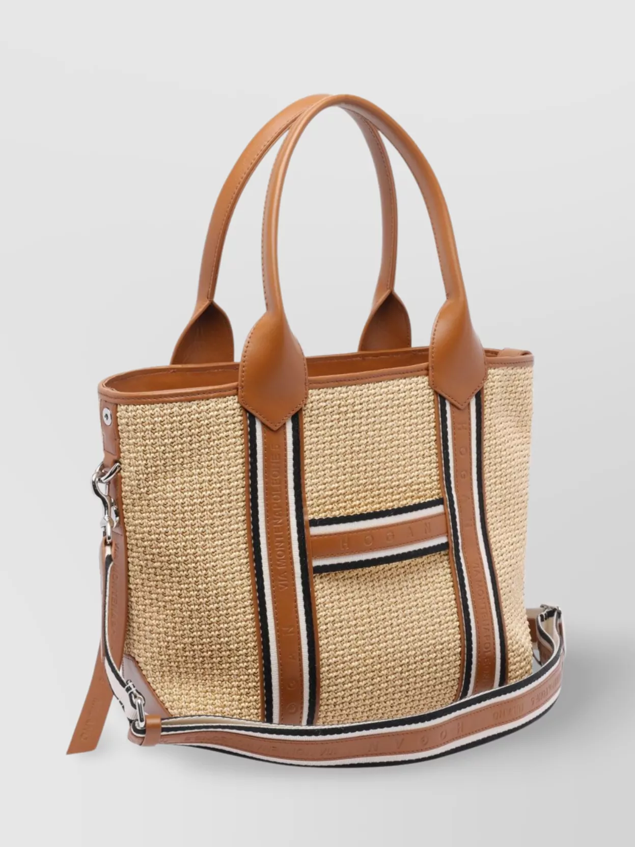 Hogan Woven Texture Tote Bag With Removable Strap