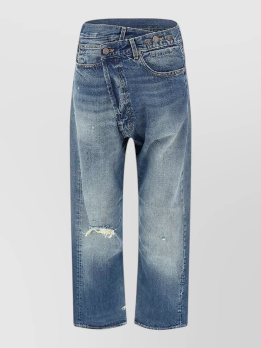 R13 Cropped distressed cotton jeans