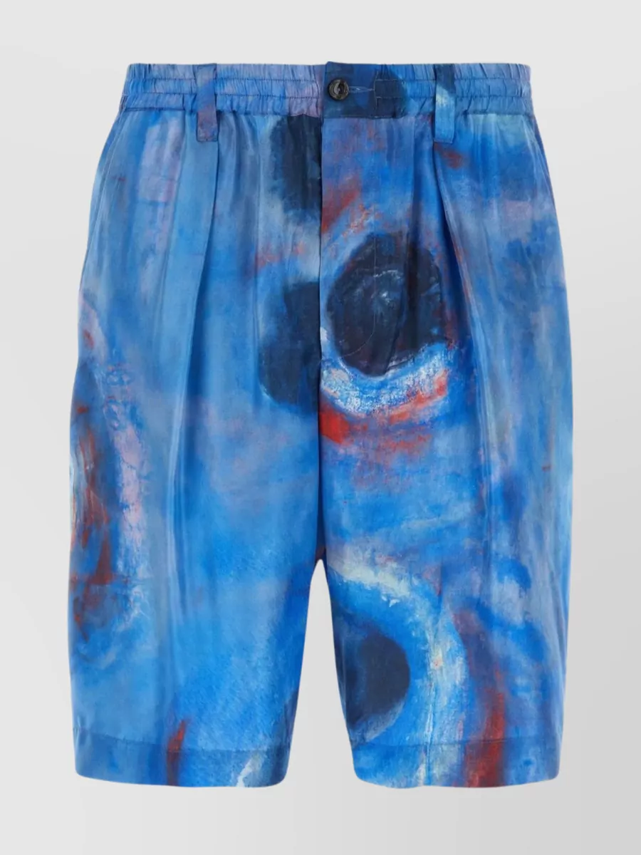 Shop Marni Silk Tie-dye Bermuda Shorts In Blue