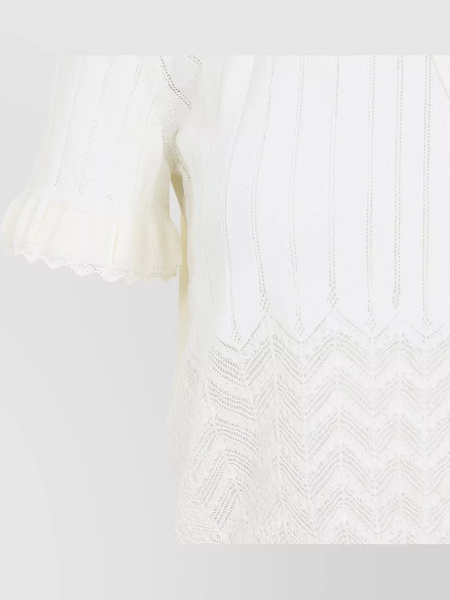 Alexander Mcqueen Pointelle-Knit Lace Short-Sleeve Top