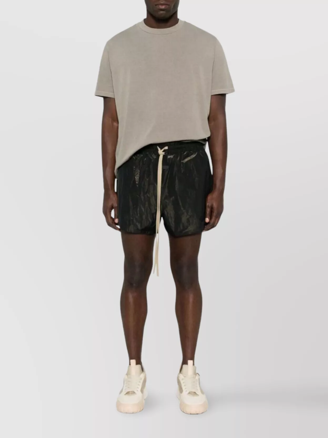 Fear Of God Crinkled Texture Elastic Waistband Lightweight Shorts In Multi
