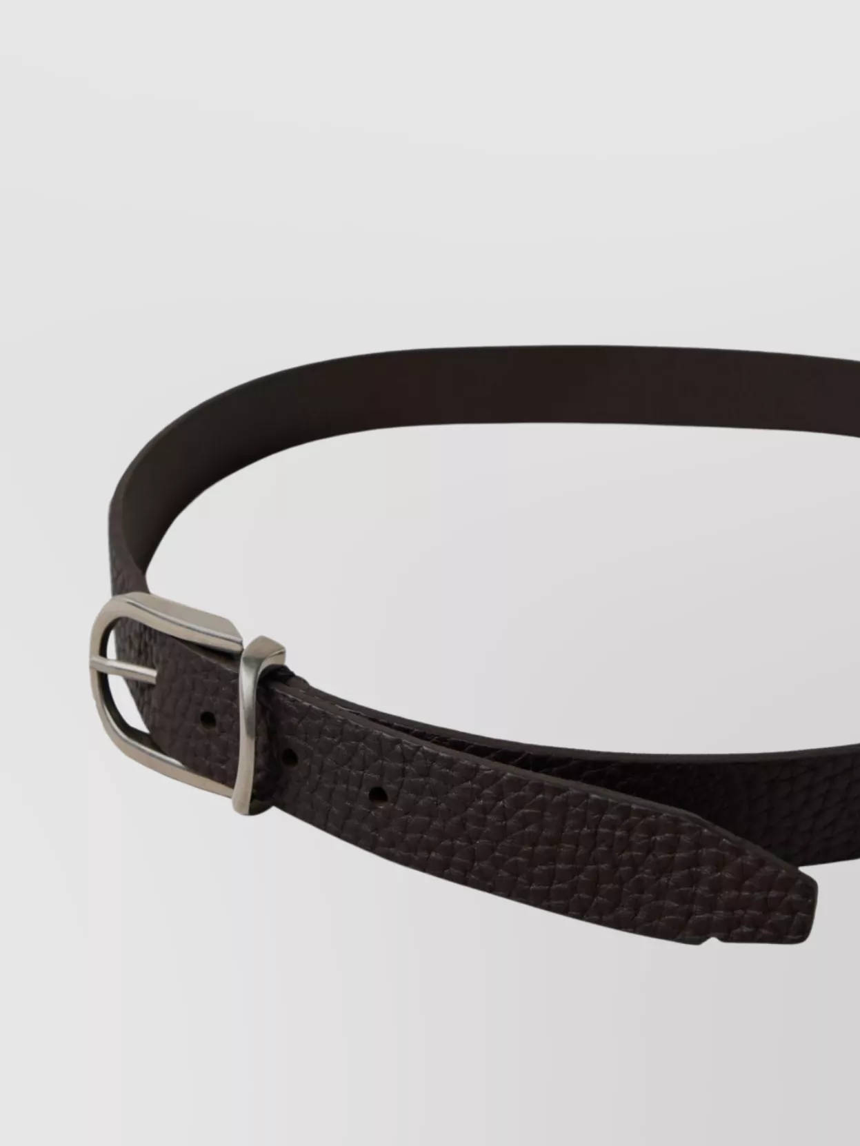 Brunello Cucinelli Adjustable Textured Leather Belt With Punched Holes