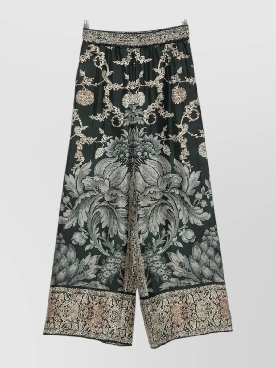 Pierre louise mascia silk baroque print wide leg trousers