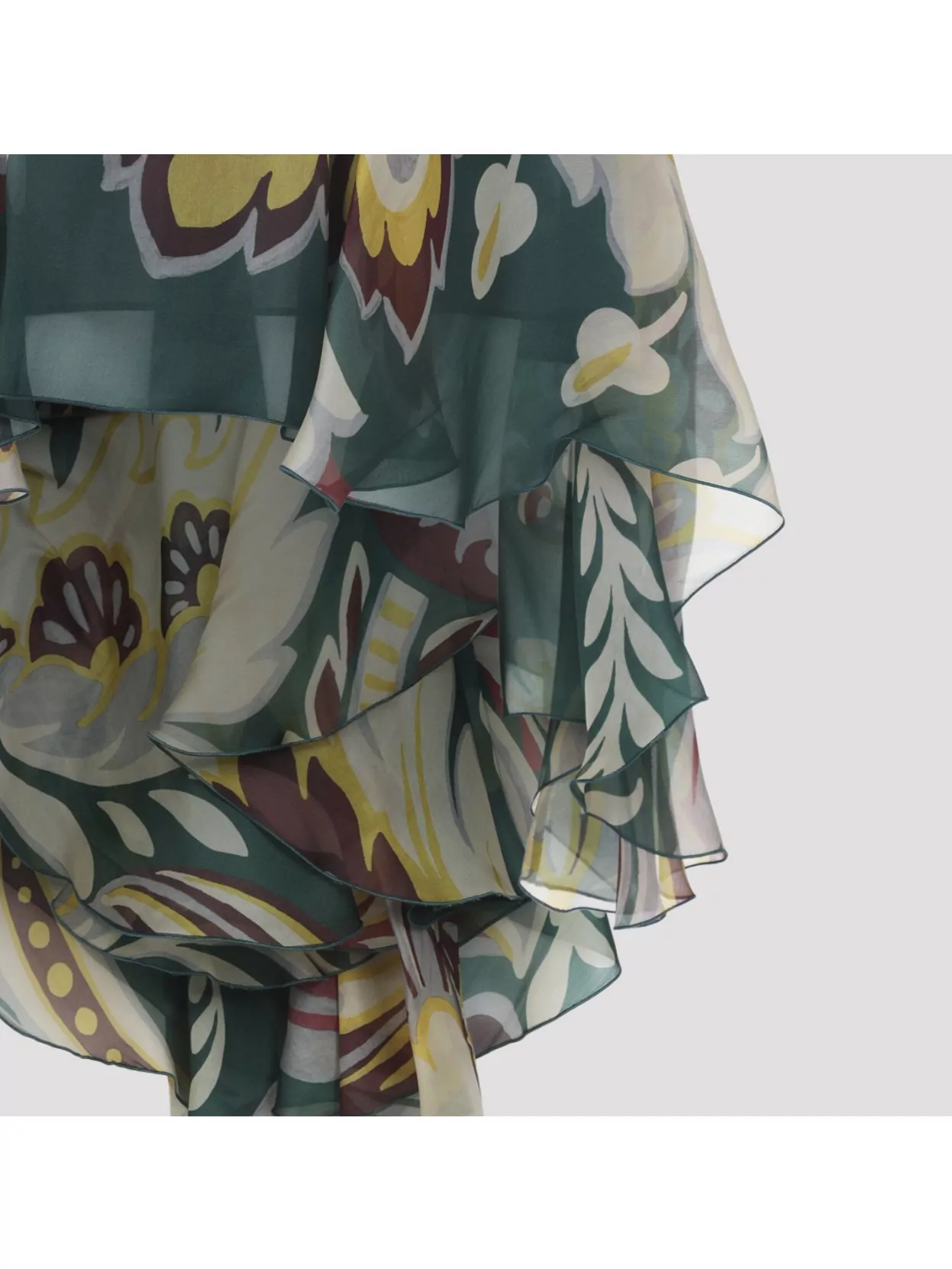 Etro Floral Layered Asymmetric Hem Skirt