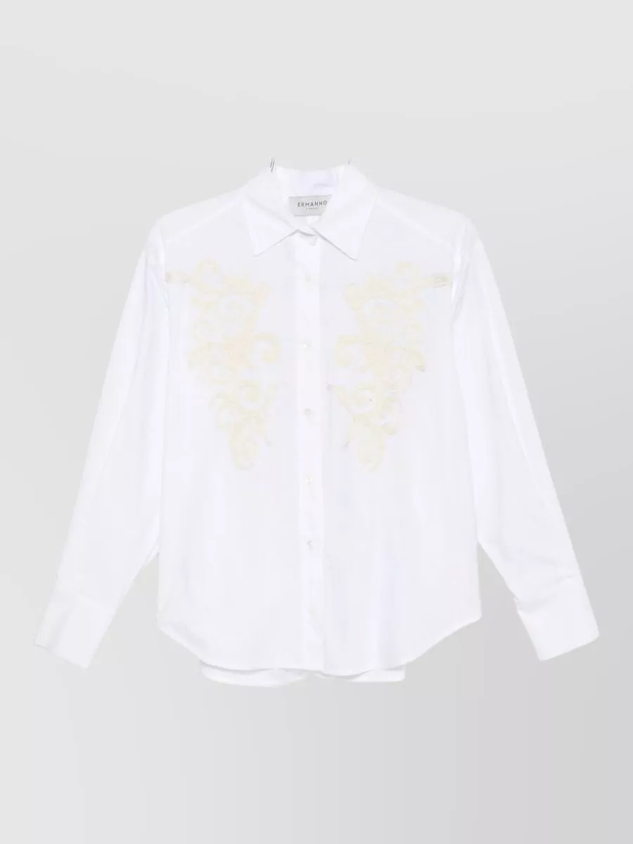 Ermanno Firenze Embroidered cotton long-sleeve shirt