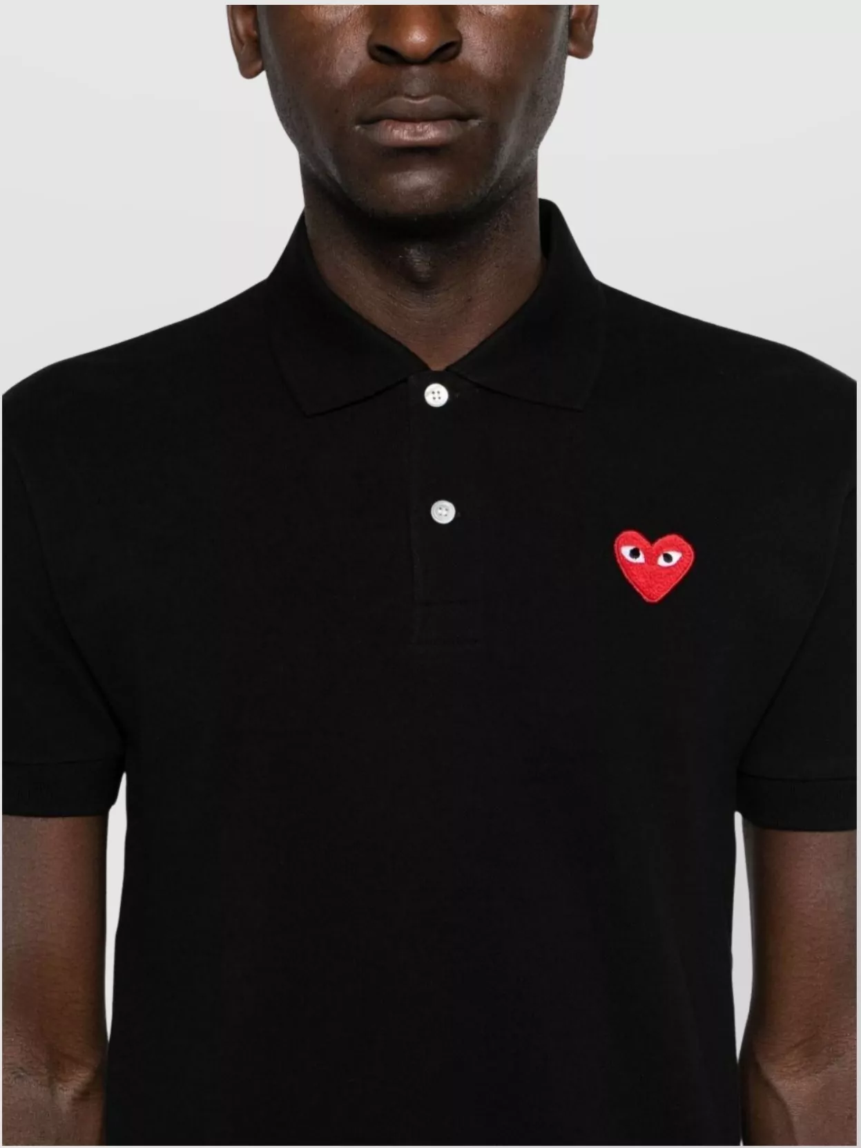 Comme Des Garçons Cotton Logo Polo Shirt With High-Low Hem