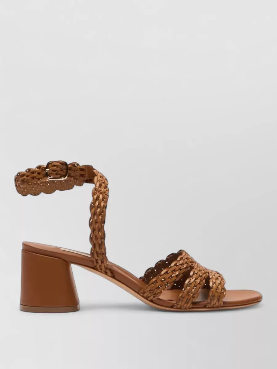 Casadei Leather Cleo Mid Heel Sandals