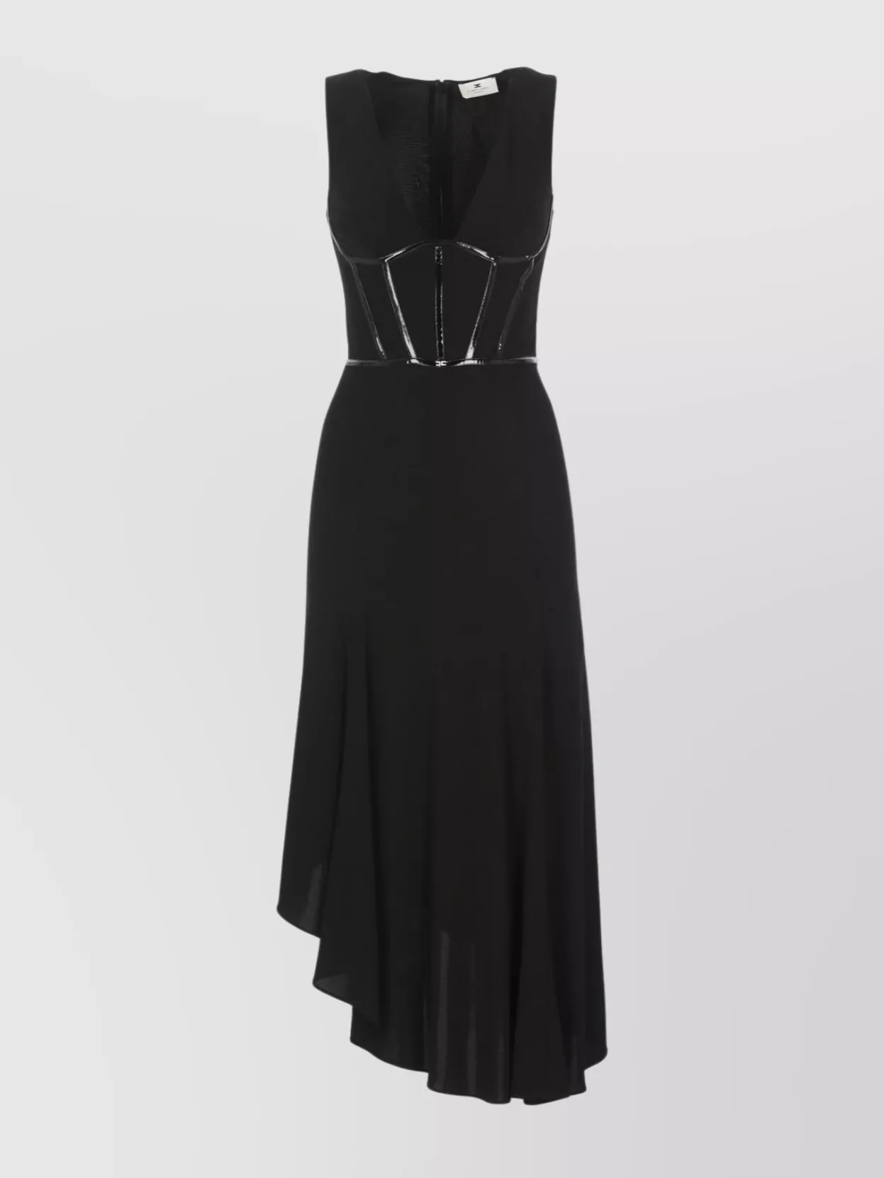 Elisabetta Franchi Viscose Midi Dress With Asymmetrical Hemline In Black