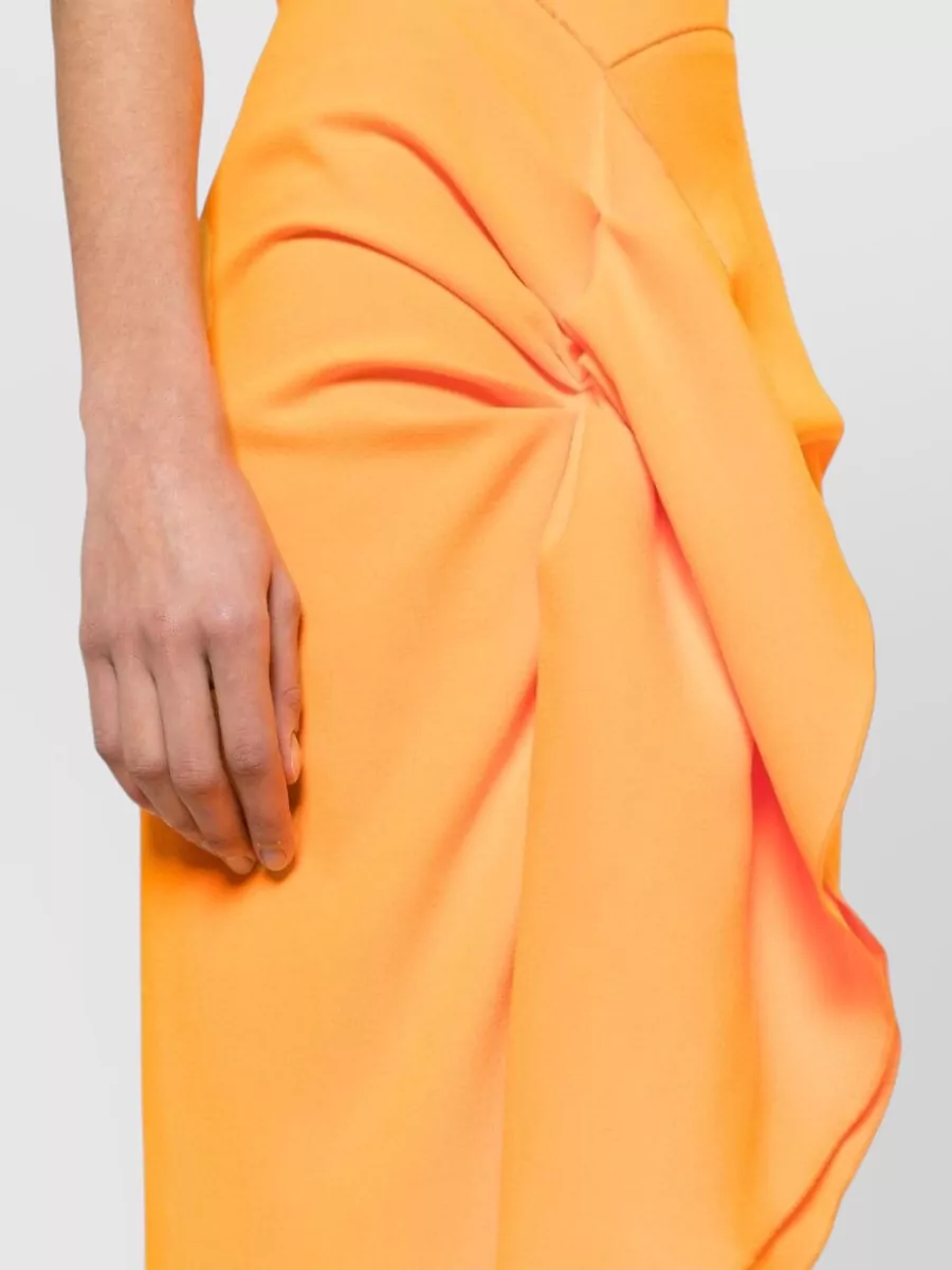 Solace London Crepe Sleeveless Ruched Asymmetric Midi Dress