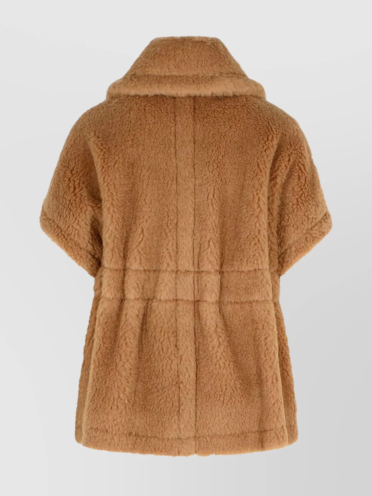 Max Mara Teddy Cape With Belted Waist And Collar In Brown