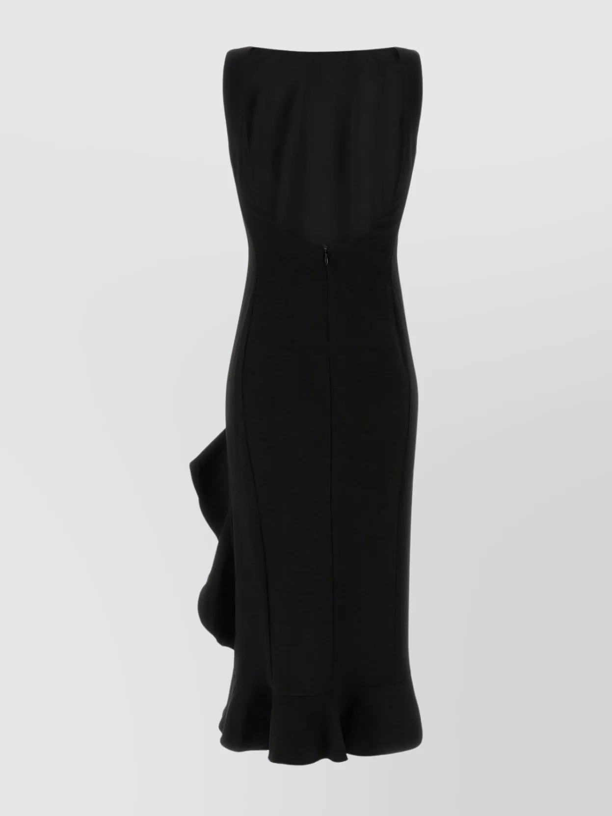 Pinko Midi Dress With Ruffle Detail And Fitted Silhouette In Black