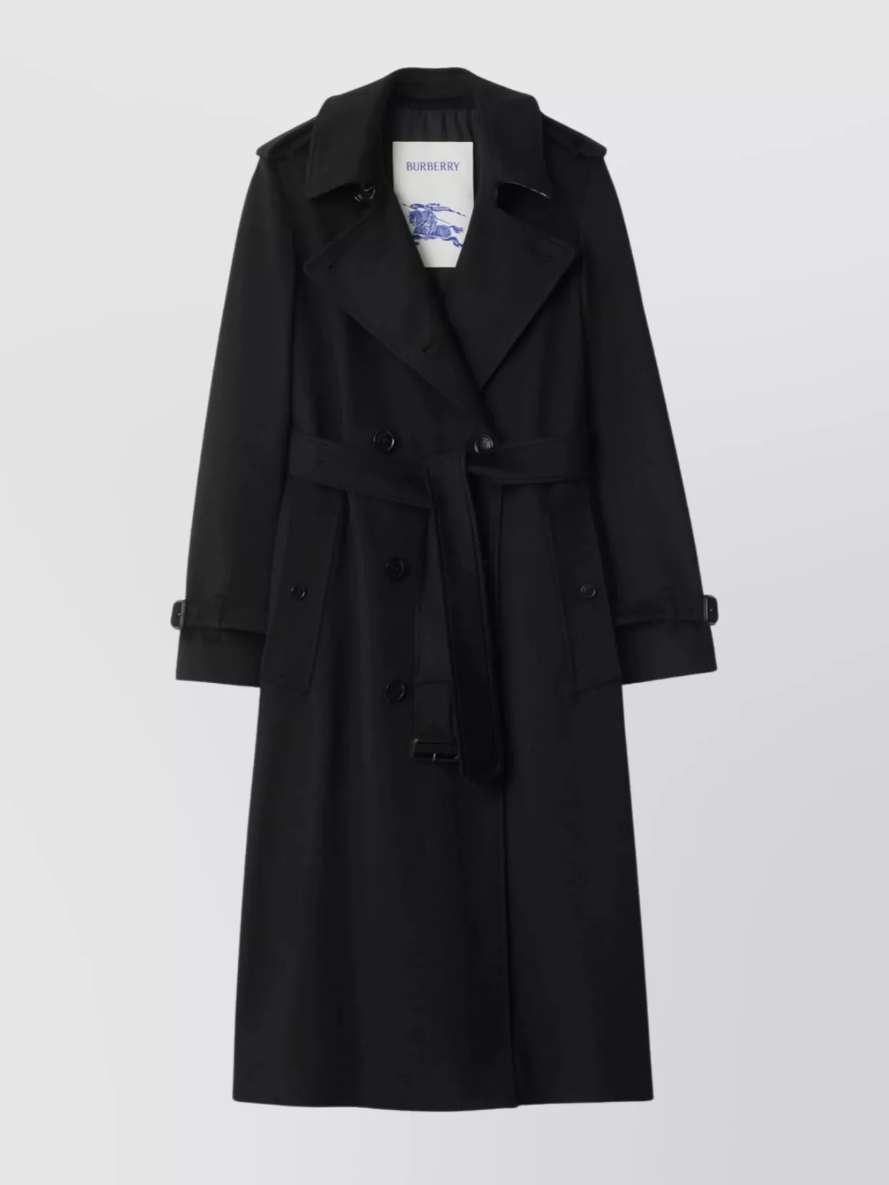 Burberry Double-breasted Trench Coat With Shoulder Straps In Black