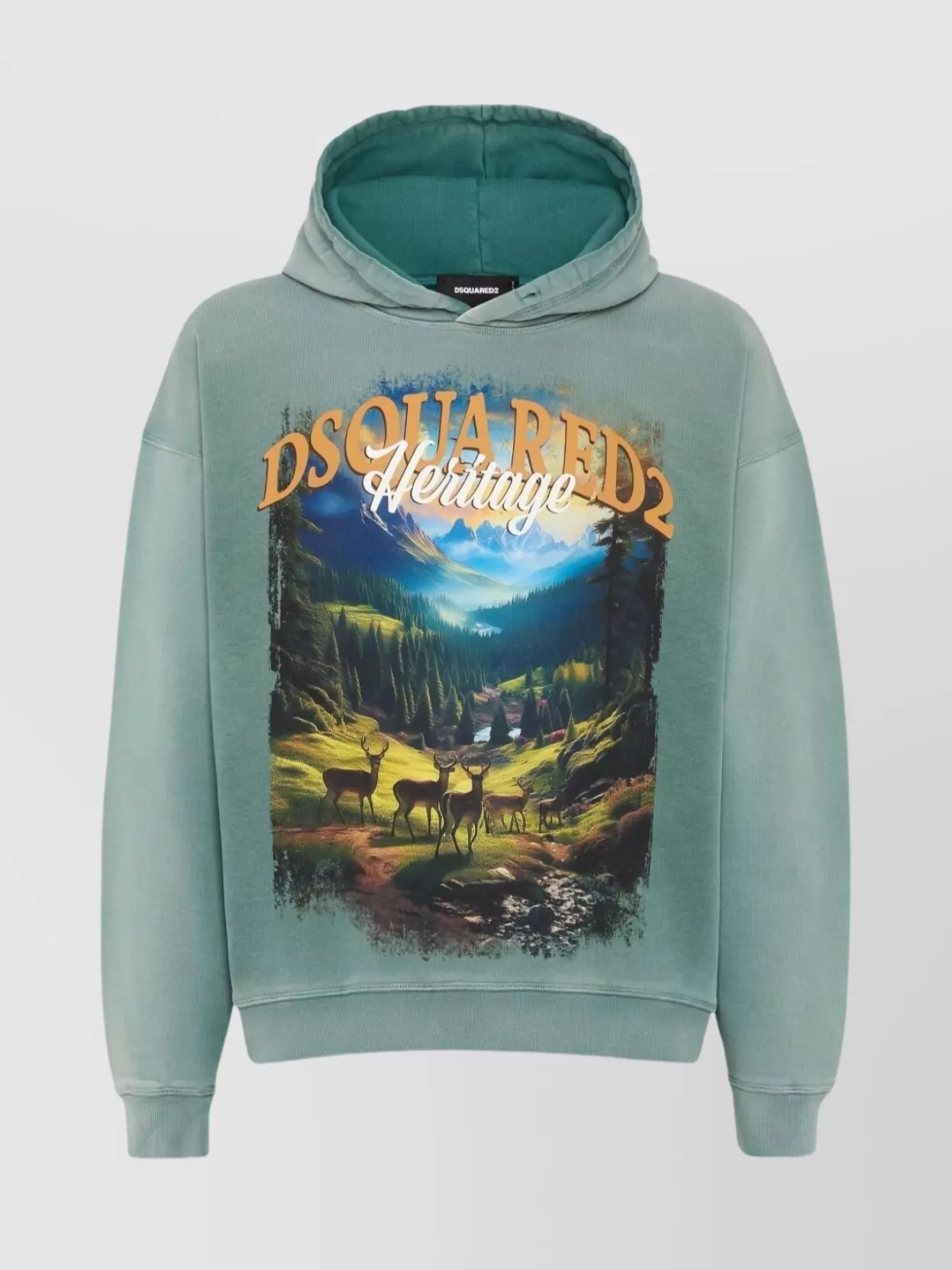 Dsquared2 Slouchy Hooded Sweater Graphic Print In Green