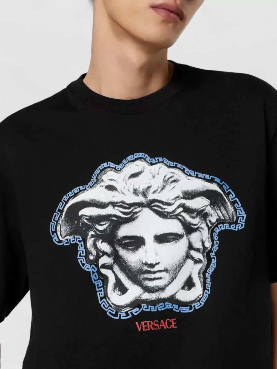 Versace Printed Cotton Jersey Regular Fit T Shirt