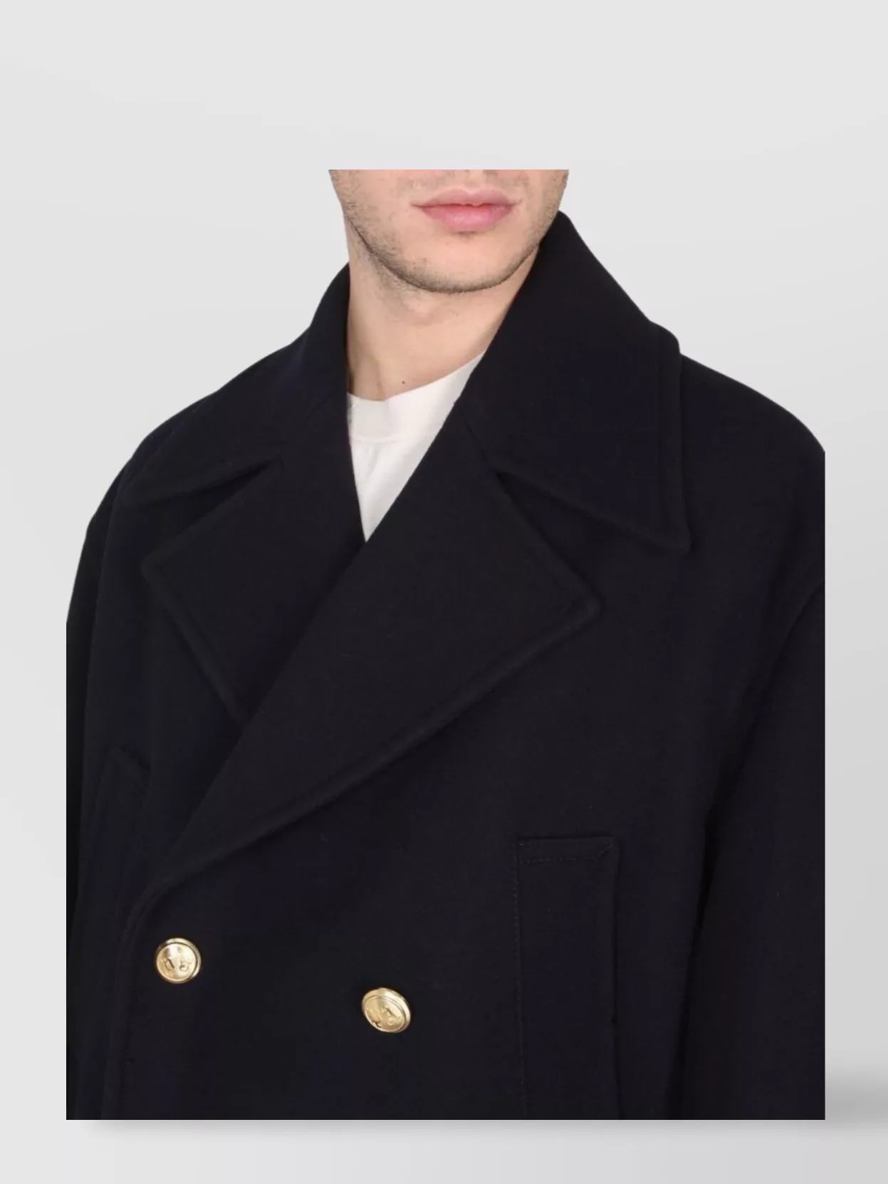 Palm Angels Embroidered Sleeve Double-Breasted Coat With Gold Buttons