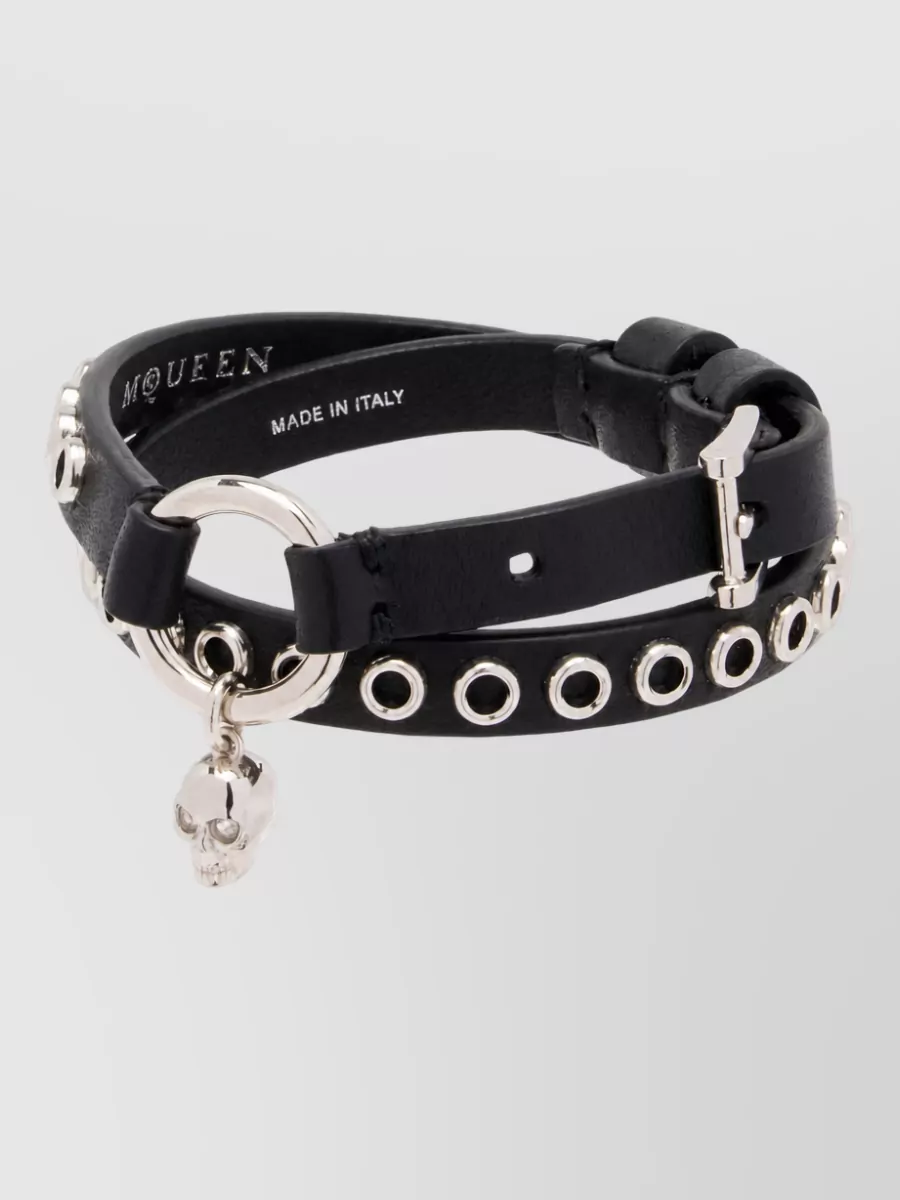 Alexander Mcqueen Leather Skull Bracelet