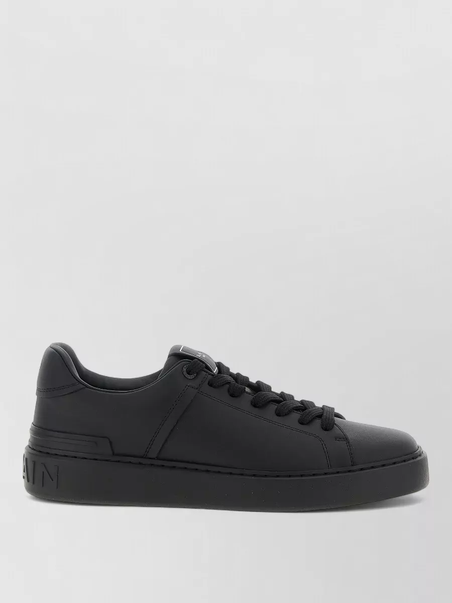 Balmain B Court Sneakers Flat Sole Round Toe