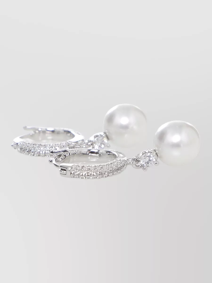 Self-Portrait Crystal-Embellished Pearl Drop Earrings