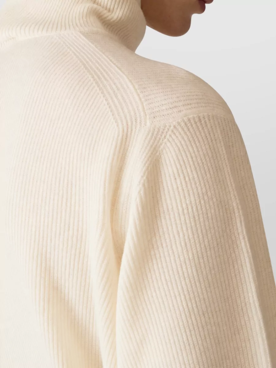 Lardini Cashmere Wool Ribbed High-Neck Long-Sleeve Sweater