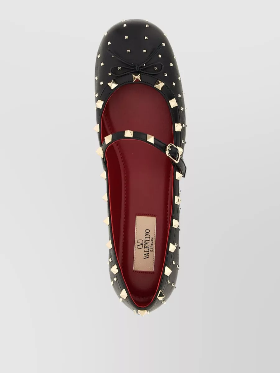 Valentino Garavani Leather Rockstud Ballerina Flats