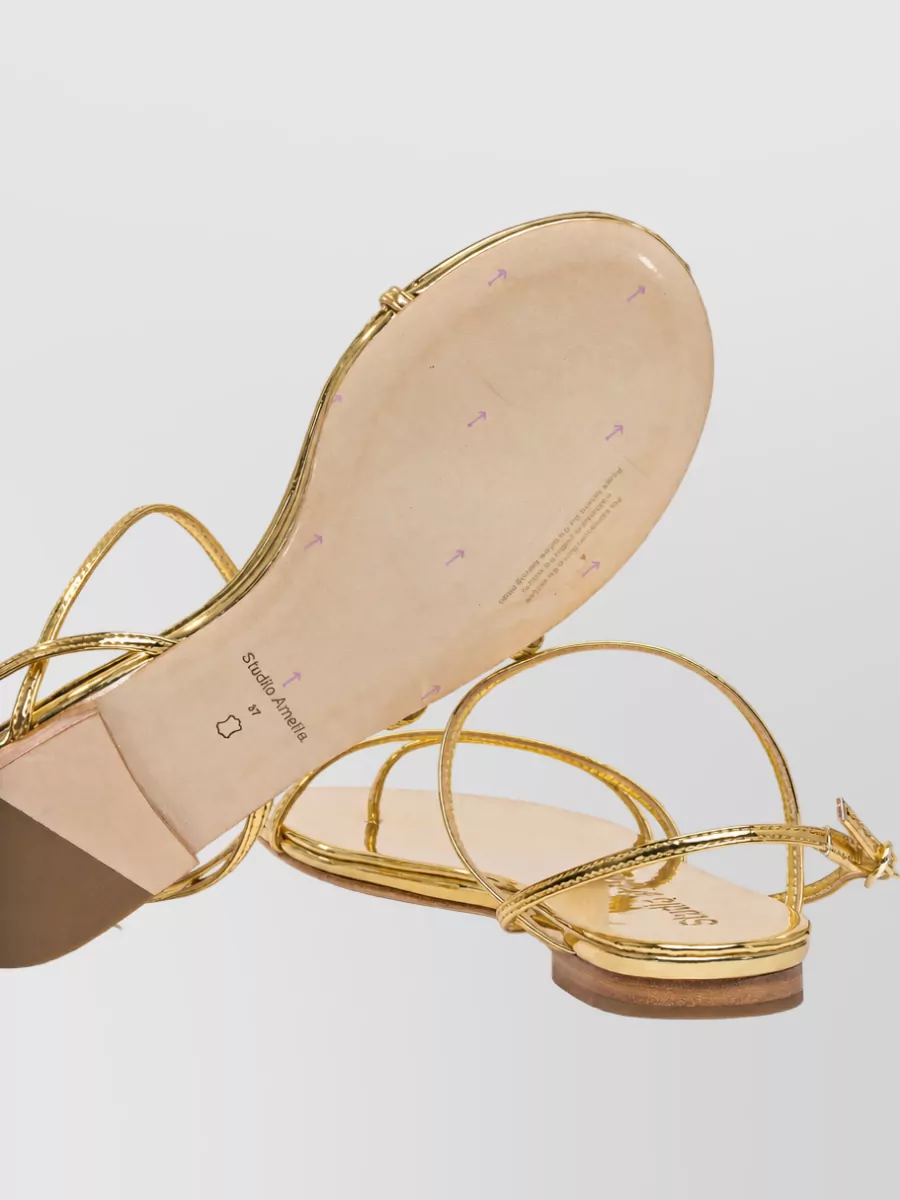 Studio Amelia Leather Helix Flat Sandals