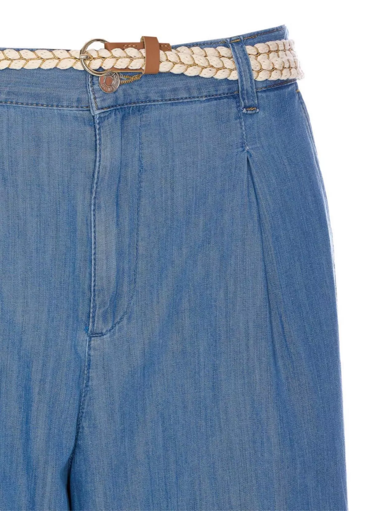 LIU •JO HIGH WAIST DENIM SHORTS WITH WOVEN BELT
